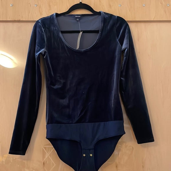 J. Crew Tops - JCrew NWT Navy Velvet Bodysuit